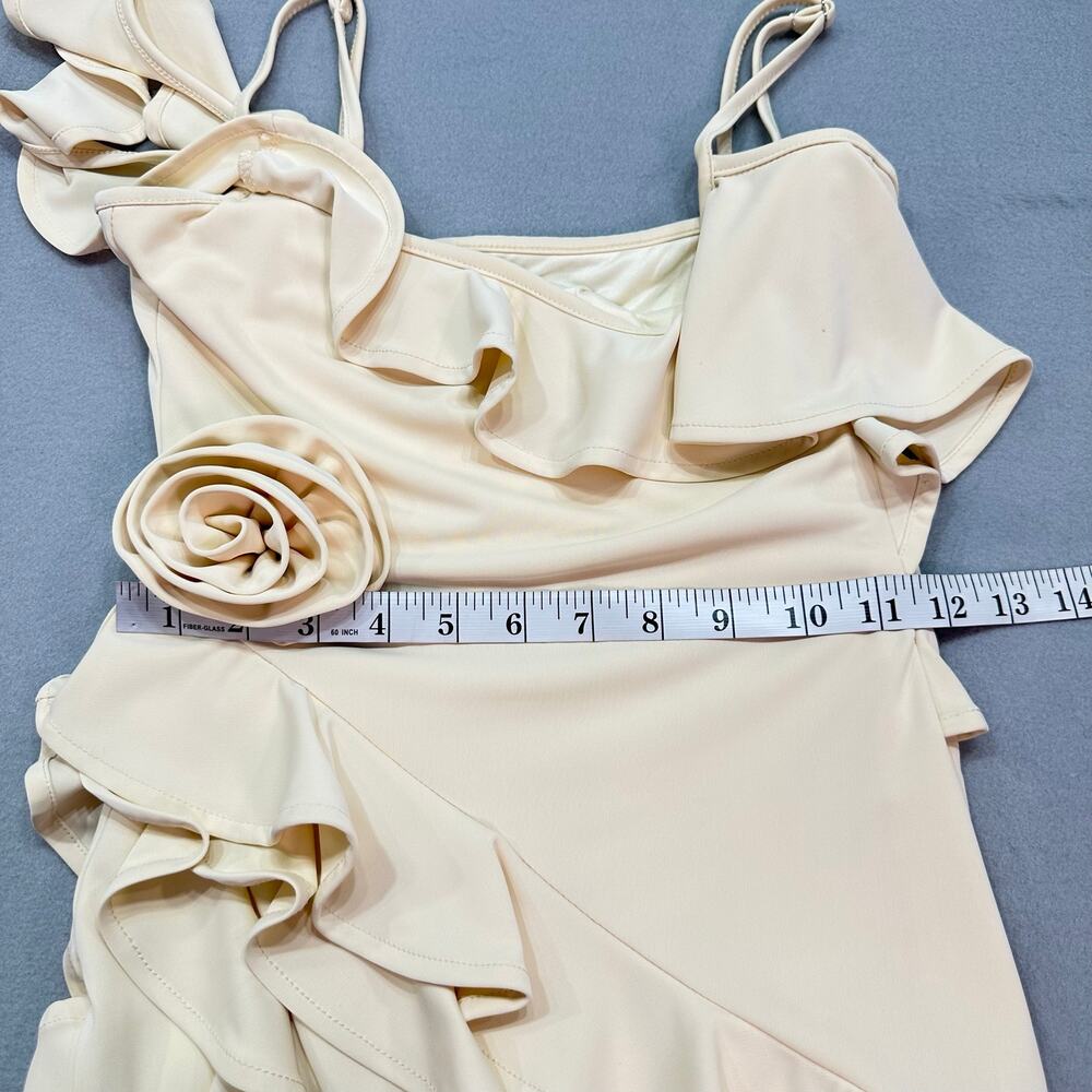 JLUXLABEL Brenna Cream Ruffle Rosette Cold Shoulder Maxi Dress Size XS - Picture 11 of 13
